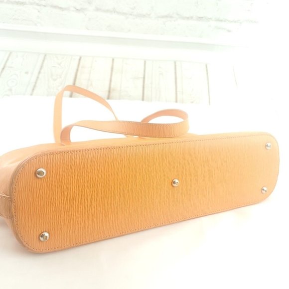 Jack Georges Womens Orange Leather Handpainted Floral Double Handles Tote Bag - Picture 3 of 15